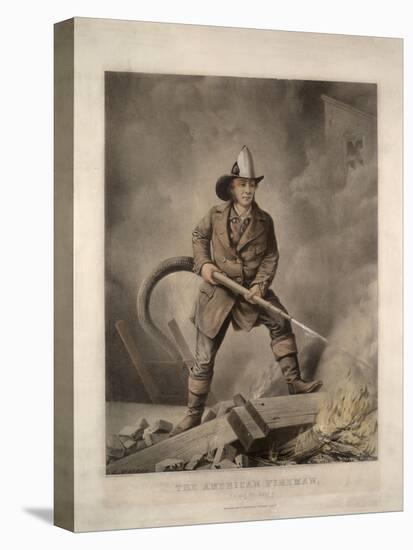 The American Fireman: Facing the Enemy-Currier & Ives-Premier Image Canvas