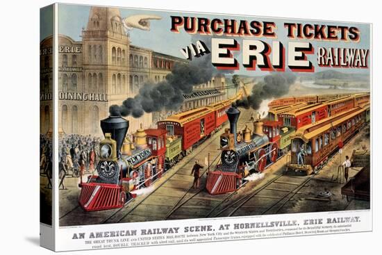 The American Railway Scene at Hornellsville, Erie Railway-Currier & Ives-Premier Image Canvas