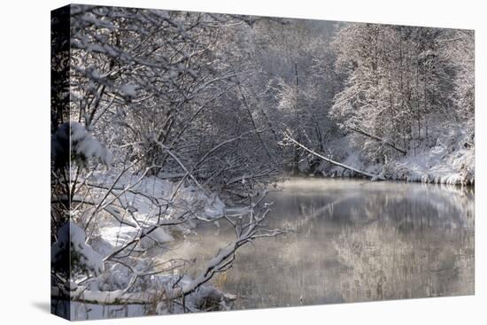 The Ammer in Winter with Ice and Snow-Wolfgang Filser-Premier Image Canvas