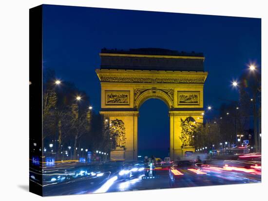 The Arc de Triomphe and the Champs Elysees at Twilight, Paris, France-Jim Zuckerman-Premier Image Canvas