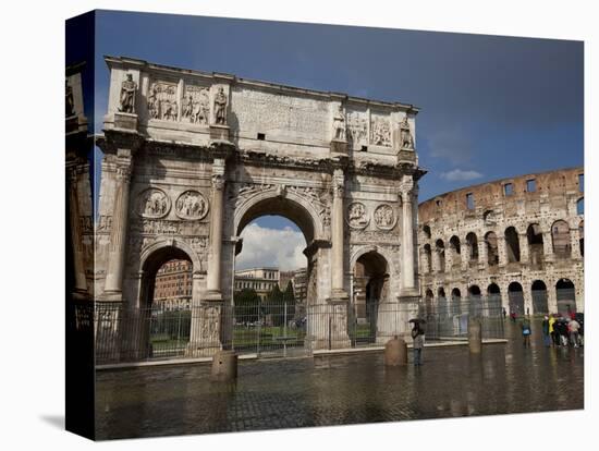 The Arch of Constantine With the Colosseum in the Background, Rome, Lazio, Italy-Carlo Morucchio-Premier Image Canvas