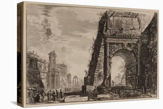 The Arch of Titus with the Casino Farnese on the Left, C.1760-78 (Etching)-Giovanni Battista Piranesi-Premier Image Canvas