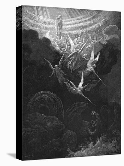 The Archangel Michael and His Angels Fighting the Dragon, 1865-1866-Gustave Doré-Premier Image Canvas