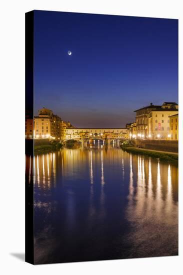 The Arno River and Ponte Vecchio at night, Florence, Tuscany, Italy-Russ Bishop-Premier Image Canvas