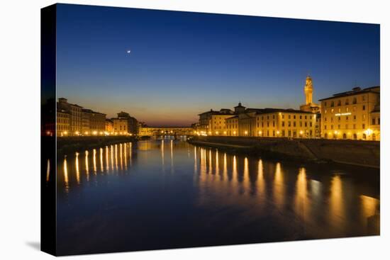 The Arno River and Ponte Vecchio at night, Florence, Tuscany, Italy-Russ Bishop-Premier Image Canvas