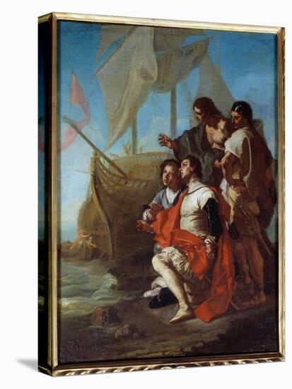 The Arrival of the Explorer Christopher Columbus (1451-1506) in America, 1715 (Oil on Canvas)-Francesco Solimena-Premier Image Canvas