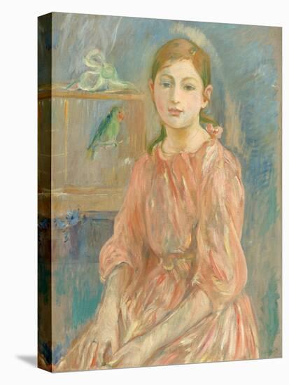 The Artist's Daughter with a Parakeet, 1890 (Oil on Canvas)-Berthe Morisot-Premier Image Canvas