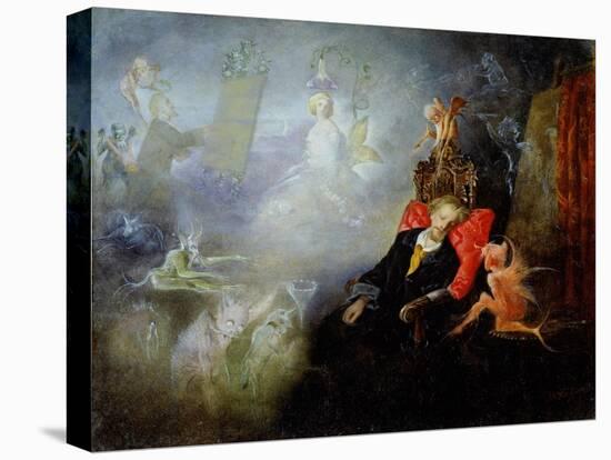 The Artist's Dream, 1857 (Oil on Millboard)-John Anster Fitzgerald-Premier Image Canvas