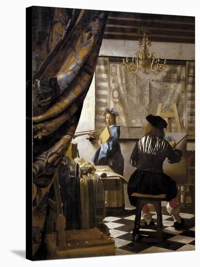 The Artists Studio or the Art of Painting-Johannes Vermeer-Stretched Canvas