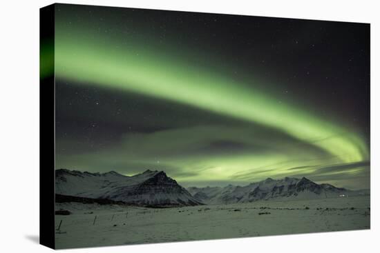 The Aurora Borealis in Iceland with Mountains in the Background-Alex Saberi-Premier Image Canvas