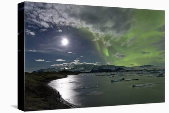 The Aurora Borealis (Northern Lights) over Jokulsarlon Glacial Lagoon, Vatnajokull National Park-Lee Frost-Premier Image Canvas