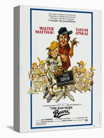 THE BAD NEWS BEARS, US poster, from left: Tatum O'Neal, Walter Matthau, 1976-null-Stretched Canvas