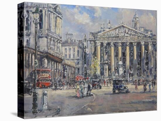 The Bank Crossing, the Royal Exchange and the Bank of England C.1930-John Sutton-Premier Image Canvas