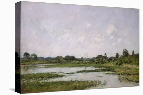The Banks of the River Touques at Trouville during the Spring Tides (Oil on Canvas)-Eugene Louis Boudin-Premier Image Canvas