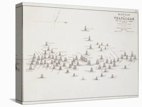 The Battle of Trafalgar, 21st October 1805, Positions in the Battle, circa 1830s-Alexander Keith Johnston-Premier Image Canvas