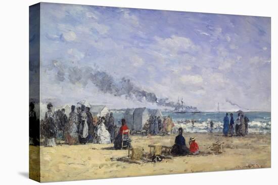 The Beach at Trouville at Bathing Time; La Plage De Trouville a L'Heure Du Bain, 1868-Eug?ne Boudin-Premier Image Canvas