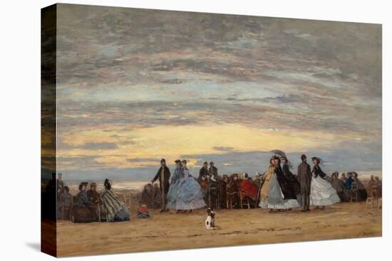 The Beach at Villerville, 1864 (Oil on Canvas)-Eugene Louis Boudin-Premier Image Canvas
