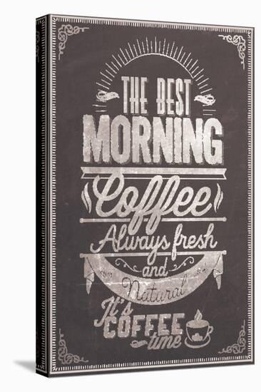 The Best Morning Coffee Typography Background On Chalkboard-Melindula-Stretched Canvas