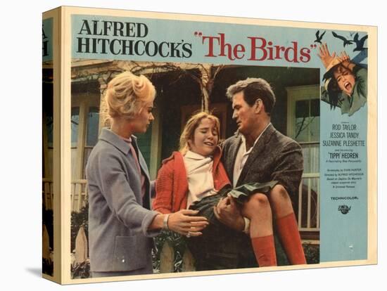 The Birds, Lobbycard, L-R: Tippi Hedren, Rod Taylor, 1963-null-Stretched Canvas