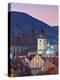 The Black Church and Town Hall Clock Tower Illuminated at Dawn, Piata Sfatului, Brasov, Transylvani-Doug Pearson-Premier Image Canvas