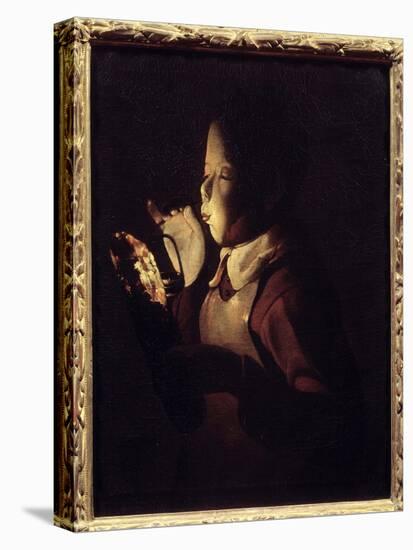 The Blower Has the Lamp. Painting by Georges De La Tour (1593-1652), 1640. Oil on Canvas. Dim: 0.61-Georges De La Tour-Premier Image Canvas