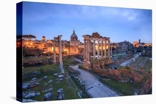 The Blue Light of Dusk on the Ancient Imperial Forum, UNESCO World Heritage Site, Rome-Roberto Moiola-Premier Image Canvas