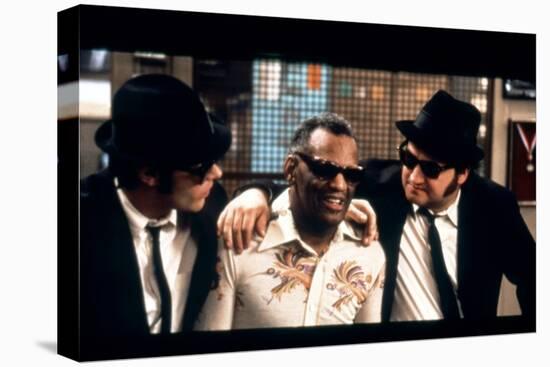 THE BLUES BROTHERS, 1980 directed by JOHN LANDIS Ray Charles between Dan Aykroyd and John Belushi (-null-Stretched Canvas