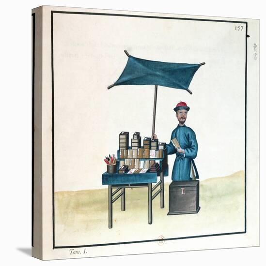 The Book Seller, from a Book on the Street Calls of Peking, C.1785 (W/C and Gouache on Paper)-French-Premier Image Canvas