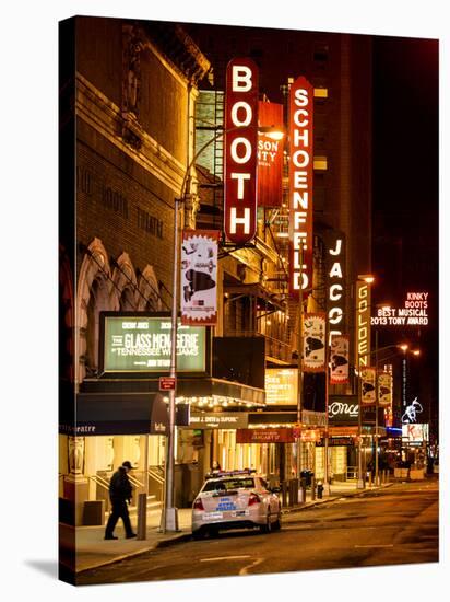 The Booth Theatre at Broadway - Urban Street Scene by Night with a NYPD Police Car - Manhattan-Philippe Hugonnard-Premier Image Canvas