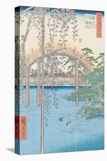 The Bridge with Wisteria or Kameido Tenjin Keidai, Plate 57 from "100 Views of Edo," 1856-Ando Hiroshige-Premier Image Canvas