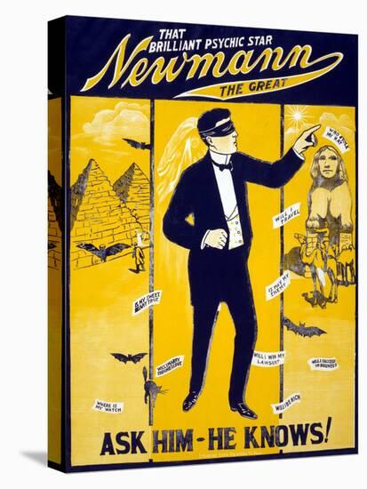 The Brilliant Psychic Star, Newmann the Great, George Newmann, Hypnotist, and Stage Magician, 1928-null-Stretched Canvas
