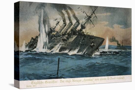 The British Cruiser "Hermes" is Torpedoed and Sunk by a German U-Boat-null-Stretched Canvas