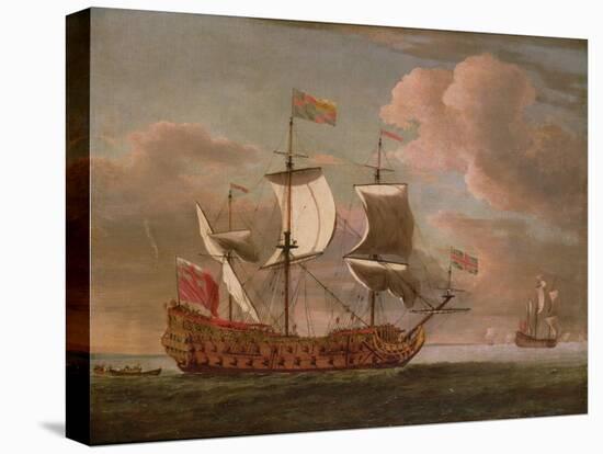 The British Man-O'-War `The Royal James' Flying the Royal Ensign Off a Coast-Willem Van De, The Younger Velde-Premier Image Canvas