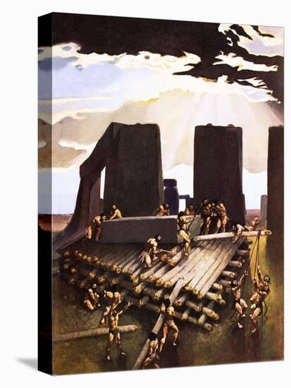 The Building of Stonehenge, an Imagined in 1978-Arthur Ranson-Premier Image Canvas