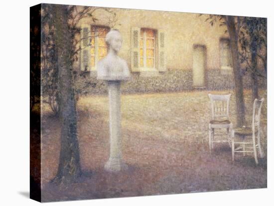 The Bust in the Garden at Twilight; Le Buste Dans Le Jardin Au Crespuscule-Henri Eugene Augustin Le Sidaner-Premier Image Canvas