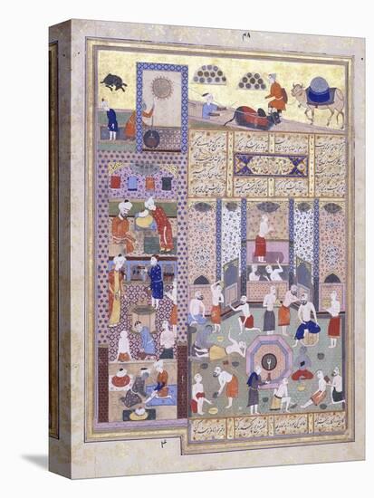 The Caliph Harun Al-Rashid at the Baths, C. 1584-5 (Gouache with Gold Paint on Paper)-null-Premier Image Canvas