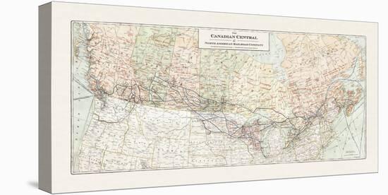 The Canadian Central and North American Railroad Map-The Vintage Collection-Stretched Canvas