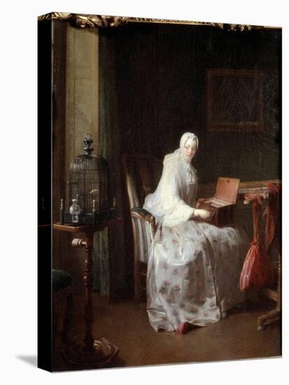 The Canary or Woman Varying Her Amusements - Oil on Canvas, 18Th Century-Jean-Baptiste Simeon Chardin-Premier Image Canvas