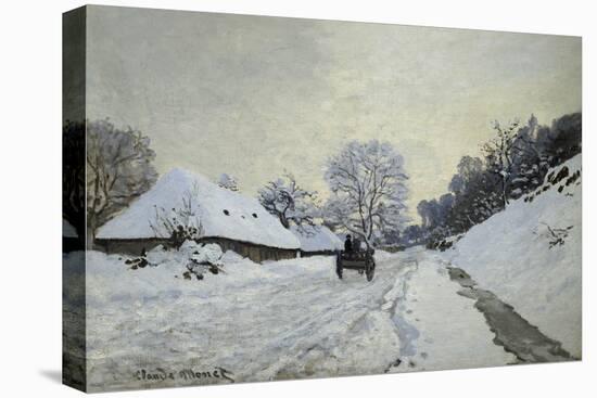The Cart. Snow-Covered Road at Honfleur, Ca. 1867-Claude Monet-Stretched Canvas