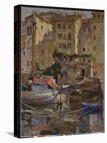 The Charcoal Boat, Camogli, Italy (Oil on Canvas)-Terence Cuneo-Premier Image Canvas