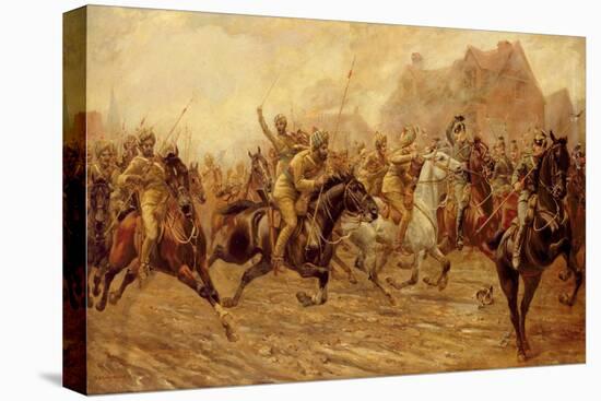 The Charge of the Bengal Lancers at Neuve Chapelle-George Derville Rowlandson-Premier Image Canvas