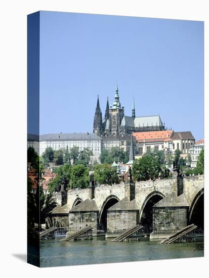 The Charles Bridge the Castle and St Vitus Cathedral, Prague, Czech Republic-Peter Thompson-Premier Image Canvas