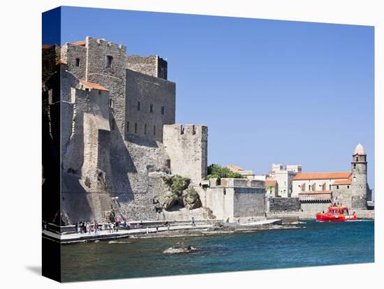 The Chateau-Royal and the Church of Notre-Dame-Des-Anges from the Harbour at Collioure, Cote Vermei-David Clapp-Premier Image Canvas