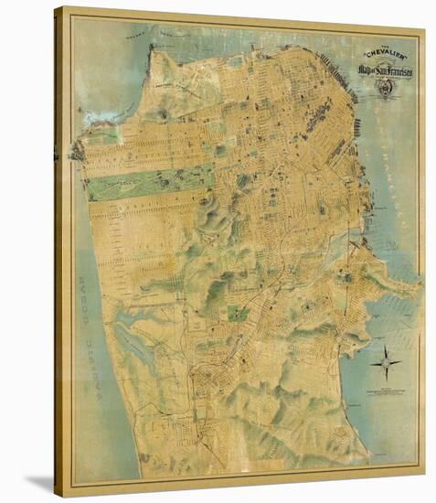 The Chevalier Map of San Francisco, c.1911-August Chevalier-Stretched Canvas