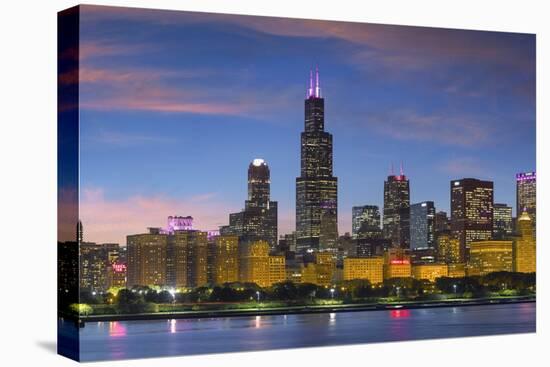 The Chicago Skyline over Lake Michigan at Dusk-Jon Hicks-Premier Image Canvas