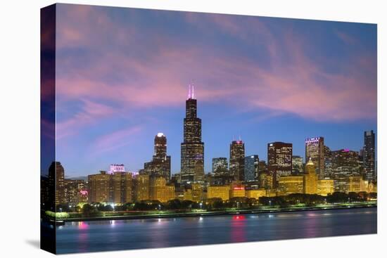 The Chicago Skyline over Lake Michigan at Dusk-Jon Hicks-Premier Image Canvas