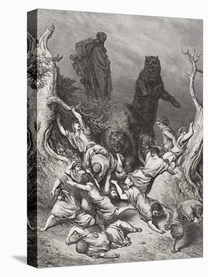 The Children Destroyed by Bears, Illustration from Dore's 'The Holy Bible', 1866-Gustave Doré-Premier Image Canvas