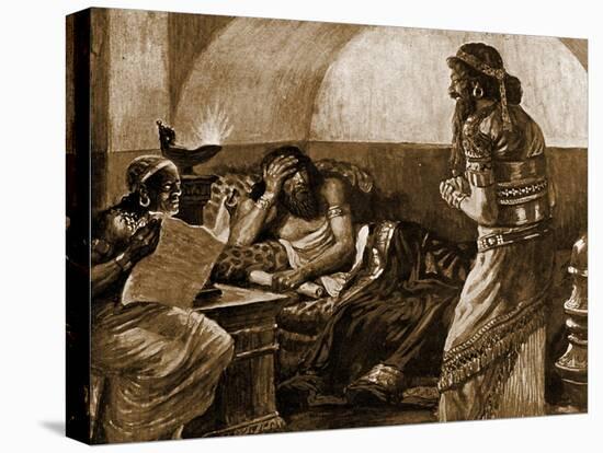 The Chronicles are read to Ahasuerus - Bible-James Jacques Joseph Tissot-Premier Image Canvas