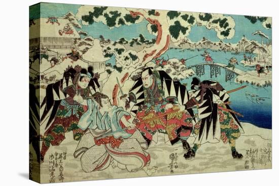 The 'Chushingura' (The Story of the Forty Seven Ronin - Masterless Samurai); a Scene from Act II…-Kuniyoshi Utagawa-Premier Image Canvas