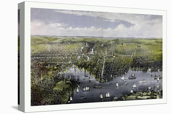 The City of Baltimore, Circa 1880, USA, America-Currier & Ives-Premier Image Canvas